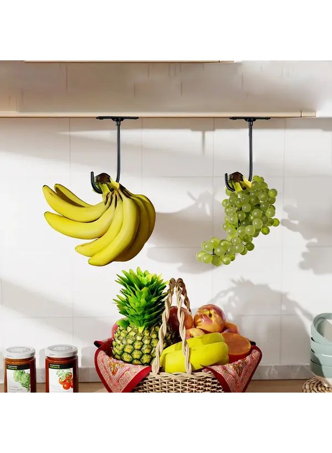 Foldable Under Cabinet Banana Holder Heavy Duty Metal Black Space Saving Storage - Image 4