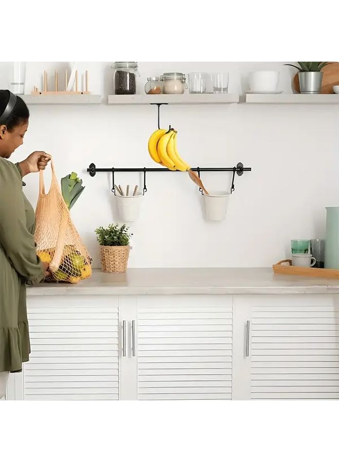 Foldable Under Cabinet Banana Holder Heavy Duty Metal Black Space Saving Storage - Image 2