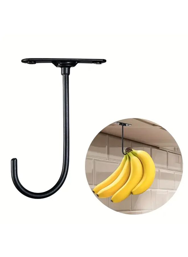 Foldable Under Cabinet Banana Holder Heavy Duty Metal Black Space Saving Storage - Image 1