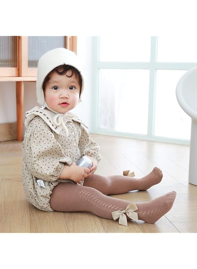 KASTWAVE Baby Toddler Girl'S Tights 3 Pack Cable Knit Leggings Little Girls Seamless Stockings Bows Cotton Pantyhose For 2 4 Year Old Recommend Height 33.4" 39.2" - Image 5