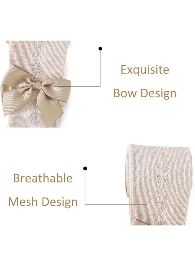 KASTWAVE Baby Toddler Girl'S Tights 3 Pack Cable Knit Leggings Little Girls Seamless Stockings Bows Cotton Pantyhose For 2 4 Year Old Recommend Height 33.4" 39.2" - Image 3