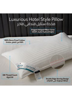 Donetella Cotton Pillow Hotel Style, 1200 Gms, 1 Piece, Size 50x75 cm, Satin Stripes, Double Edge Stitched Premium Gel Fiber, Soft & Plush Bed Pillow  - Image 4