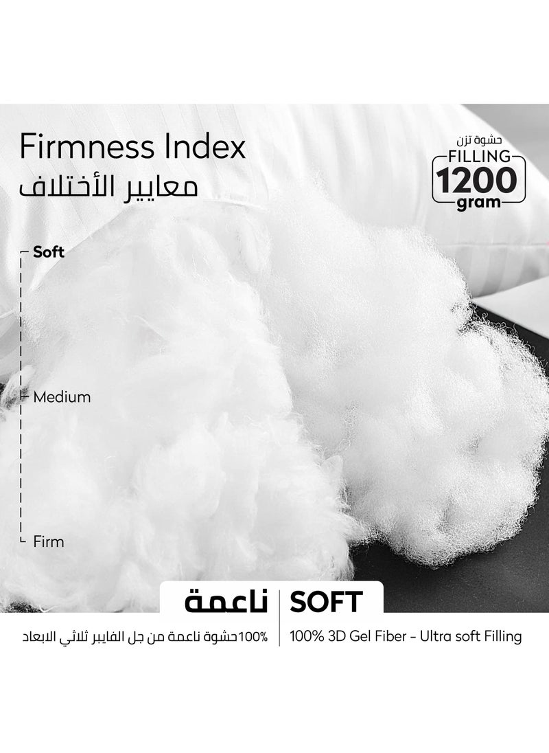 Cotton Pillow 1-Piece 1200 Gm King Size Bed Pillow 50X75 Cm Hotel Style Striped Double Edge Stitched Premium Gel Fiber, Soft Loft, Moon White - pzsku/Z36E751021DF3BA8681DDZ/45/_/1723794218/73652084-d2d1-4623-8794-ce688f937276