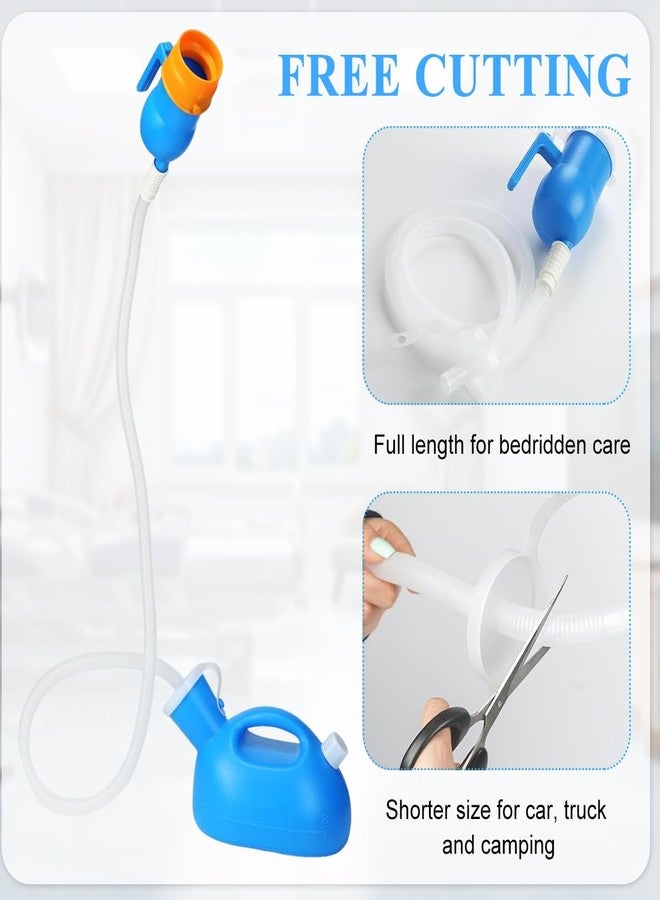 HANNEA® Urine Collector for Men, Urinals Urine Pot for Men - Soft Funnel 2000mL/68oz Male Pee Bottle w/Separate Outlet, Portable Men's Urinal for Hospital Home Camping Car - Spill Proof & Leakproof - Image 5