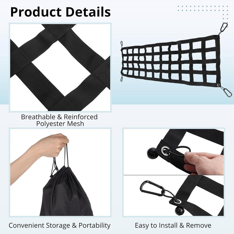 Generic Truck Cargo Net for Tailgate, Full Size 59 X 18 Inches, Polyester Bed Net with 4 Carabiners for Easy Install, Compatible with, Chevy, Ram, - Image 5
