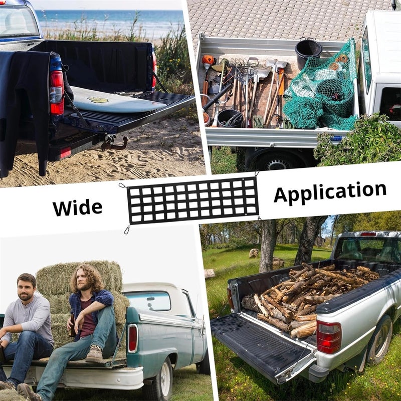 Generic Truck Cargo Net for Tailgate, Full Size 59 X 18 Inches, Polyester Bed Net with 4 Carabiners for Easy Install, Compatible with, Chevy, Ram, - Image 3