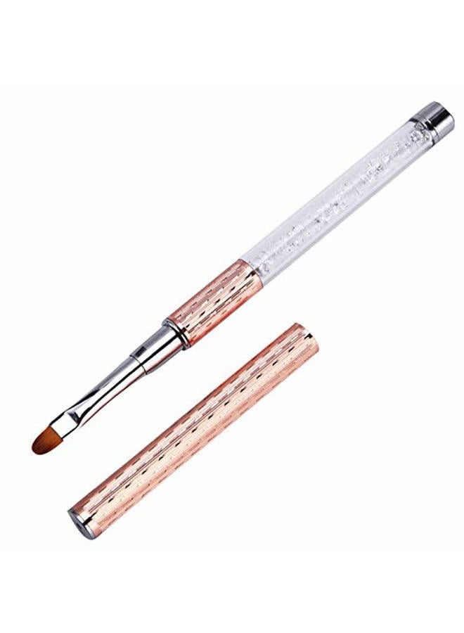 WOKOTO 1 Pcs Rose Gold Acrylic Nail Brush For Manicure Nail Art Painting Detail Brushes, Professional Nail Art Brush Set For Acrylic Application Polish UV Gel Builder Set Brush Tool - Image 1