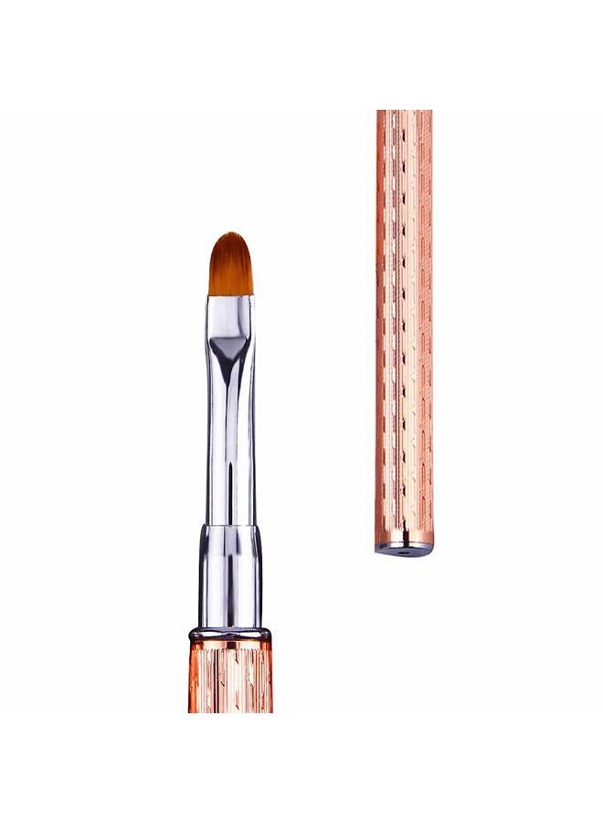 WOKOTO 1 Pcs Rose Gold Acrylic Nail Brush For Manicure Nail Art Painting Detail Brushes, Professional Nail Art Brush Set For Acrylic Application Polish UV Gel Builder Set Brush Tool - Image 3