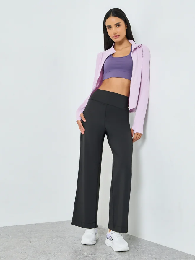 Styli Active Pink Contour Seam Detail Curved Hem Full Zip Up Jacket