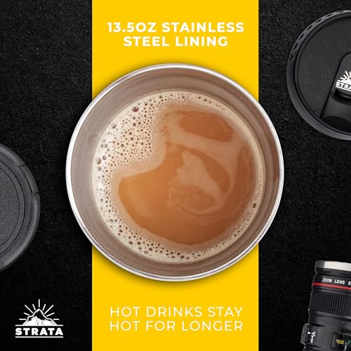 STRATA CUPS Camera Lens Coffee Mug -13.5oz | (2 LIDS + SPOON + BAG) Gift for Him, Dad Gifts, Photography, Camera accessories, Novelty Gifts - Image 3
