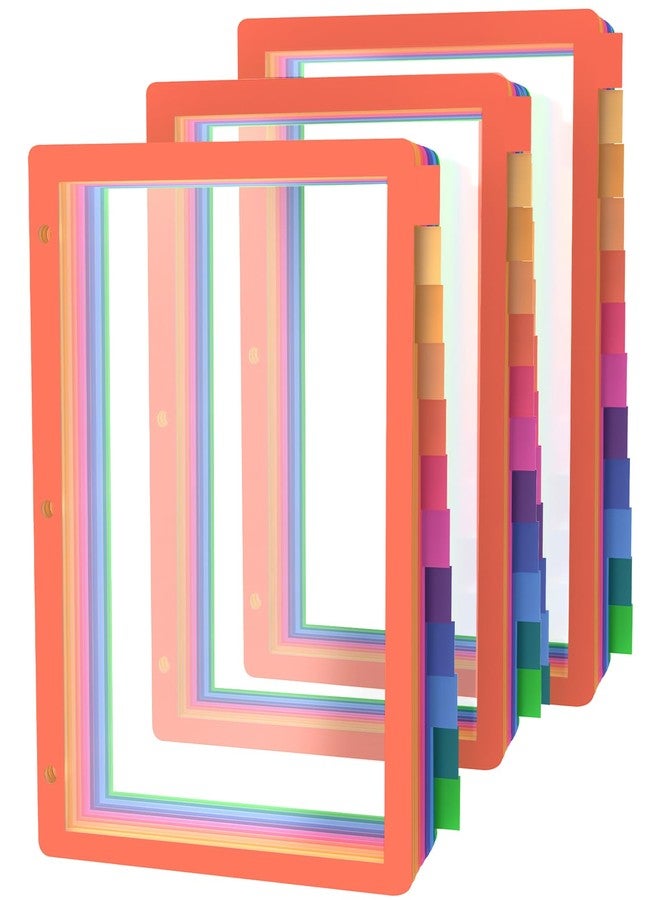 HABGP 3 Ring Binder Dividers with 12-Tab, Multicolor Plastic Clear Binder Dividers, Monthly Dividers Letter Size File Organizer 3 Hole Punch, 3 Set 36 Pcs Write On Tabs Page Folder Index Dividers - Image 1