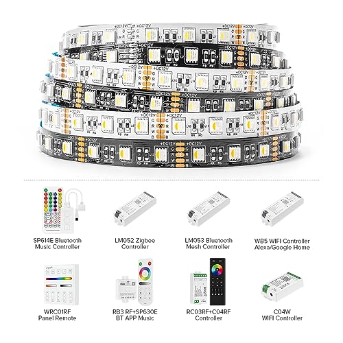 BTF-LIGHTING 5050 RGBW RGB+Warm White(2700K-3000K) 4 Colors in 1 LED Tape Light DC12V 5m 16.4ft 60LED/m Multi-Colored IP30 Black 12mm PCB for Bedroom Kitchen Home Decoration(No Adapter or Controller) - Image 5