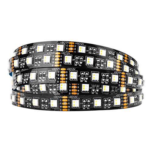 BTF-LIGHTING 5050 RGBW RGB+Warm White(2700K-3000K) 4 Colors in 1 LED Tape Light DC12V 5m 16.4ft 60LED/m Multi-Colored IP30 Black 12mm PCB for Bedroom Kitchen Home Decoration(No Adapter or Controller) - Image 1