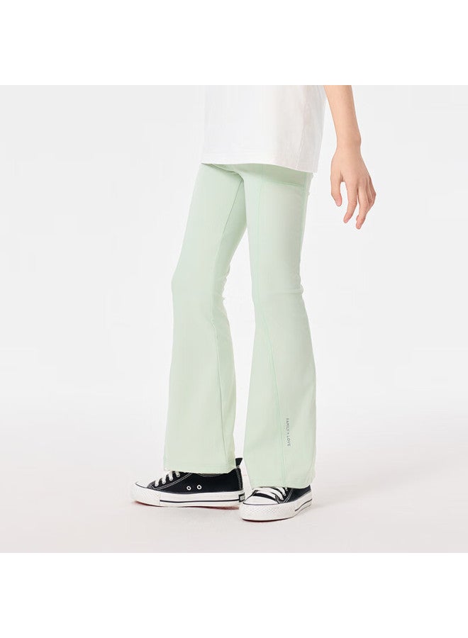 Ebaer Girls' Flared Pants, Summer New Style Children's Outdoor Sports Trousers, Slightly Flared Yoga Pants, Mint Green, Size 120 - Image 1