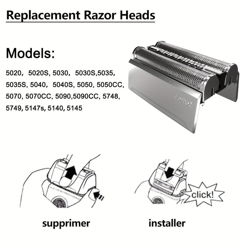 52S Blades 2 Pack Compatible With S5 Replacement Head For Series 5 Foil And Cutter For Electric Shaver Models 5020s 5030s 5040s 5050cc 5070cc 5090cc - Image 2