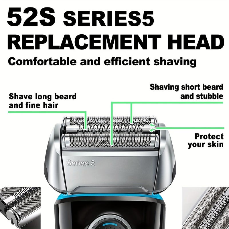52S Blades 2 Pack Compatible With S5 Replacement Head For Series 5 Foil And Cutter For Electric Shaver Models 5020s 5030s 5040s 5050cc 5070cc 5090cc - Image 5