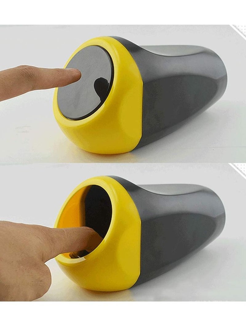 SYOSI 2PCS Auto Car Trash Rubbish Can, Mini Dust Bin Portable Garbage Bin, Garbage Can Waste Storage for Car Home Office Desktop  Interior Outdoor Camping ï¼ˆYellow, Blueï¼‰ - Image 2