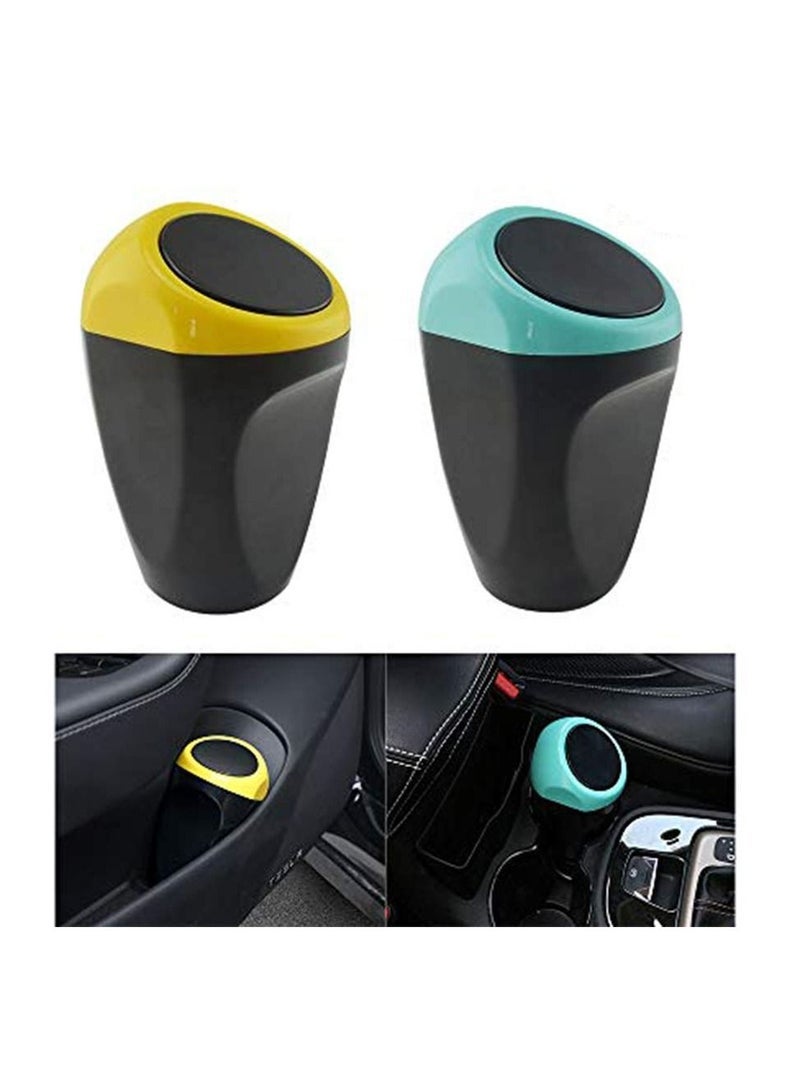 SYOSI 2PCS Auto Car Trash Rubbish Can, Mini Dust Bin Portable Garbage Bin, Garbage Can Waste Storage for Car Home Office Desktop  Interior Outdoor Camping ï¼ˆYellow, Blueï¼‰ - Image 1