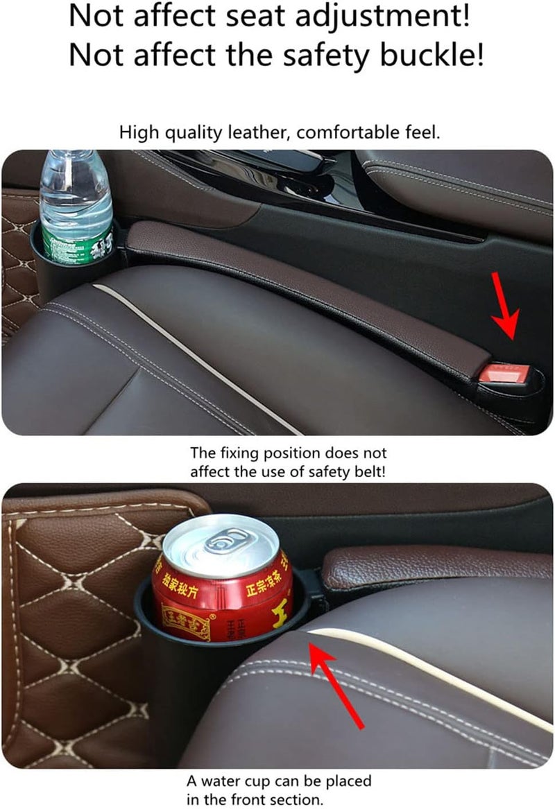 Tumecos Car Seat Gap Filler Pad with Cup Holder - 2 Pcs (Black+Red Surface) - Image 3
