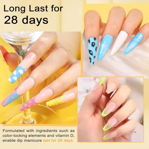 Lavender Violets 94Pcs Dip Powder Nail Kit Starter, 30 Neon Colors Red Purple Green Orange Yellow with Dipping Powder Liquid Set and Nail Art Tool for Colorful DIY Manicure B703 - Image 3
