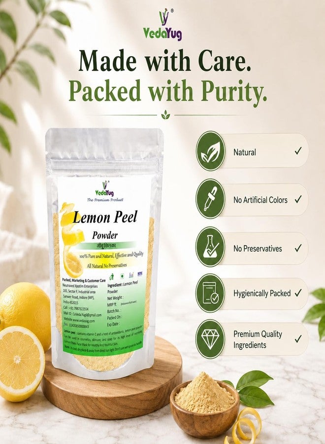 VY VedaYug Lemon Peel Powder 400g |Pure & Natural | Ideal For Face & Skin Lemon Peel for Face Care- 400g - Image 3