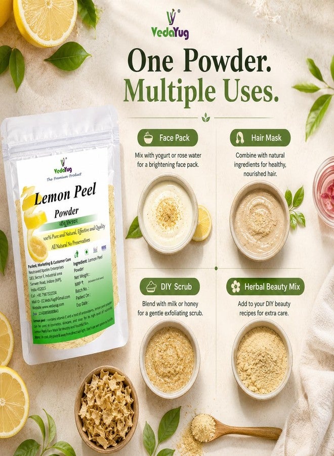 VY VedaYug Lemon Peel Powder 400g |Pure & Natural | Ideal For Face & Skin Lemon Peel for Face Care- 400g - Image 2