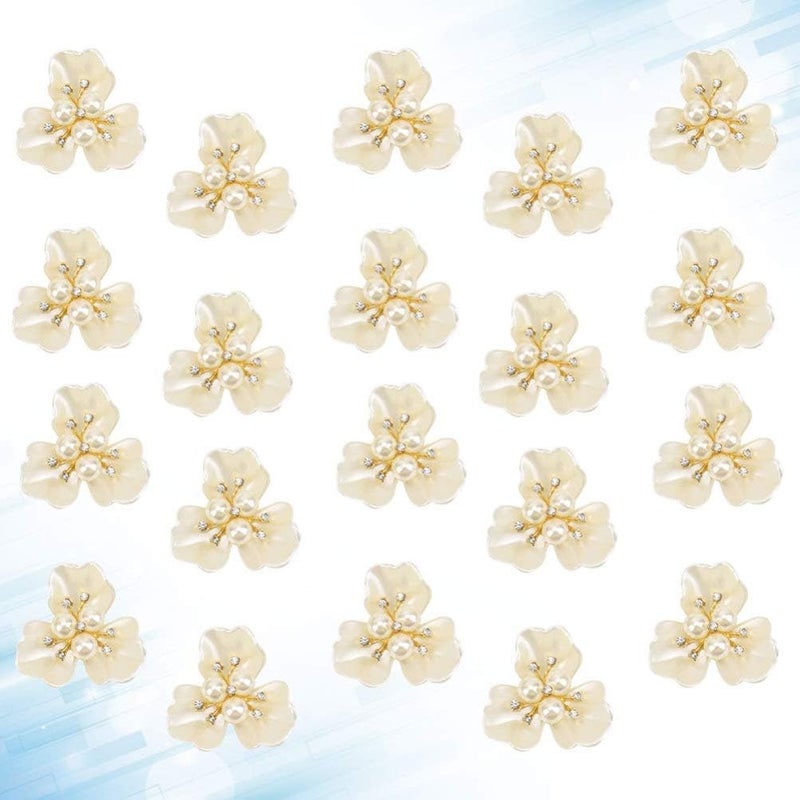 comfrt 20pcs Rhinestone Faux Pearl Flower Buttons Beads Flatback Embellishments Cabochons for Craft DIY Jewelry Scrapbooking - Image 5