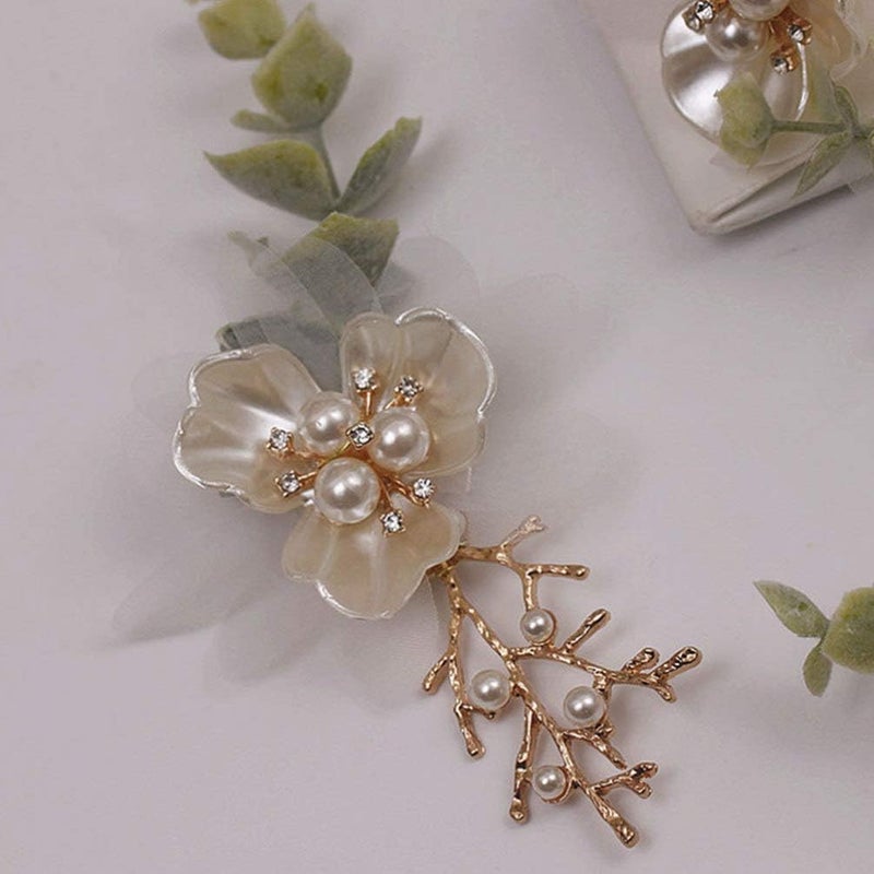 comfrt 20pcs Rhinestone Faux Pearl Flower Buttons Beads Flatback Embellishments Cabochons for Craft DIY Jewelry Scrapbooking - Image 4