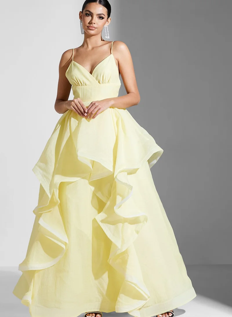 butter yellow long dress Deme By Gabriella ADELA BUTTER YELLOW MAXI DRESS