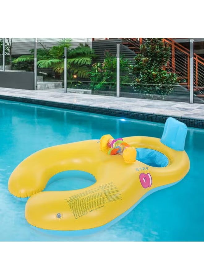2-Seater Inflatable Swimming Baby Float - 100x70cm Ride-On Raft Safety & Durable PVC Swimming Ring Seat - for Adults/Kids Pool Parties, Lake Beach Fun - Quick Inflation Perfect for Summer Gifts - Image 5
