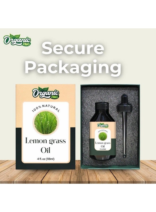 Organic Zing Lemongrass Oil Pure & Natural for Skin, Face, Hair Care, Aromatherapy & Massage - 118ml - Image 4