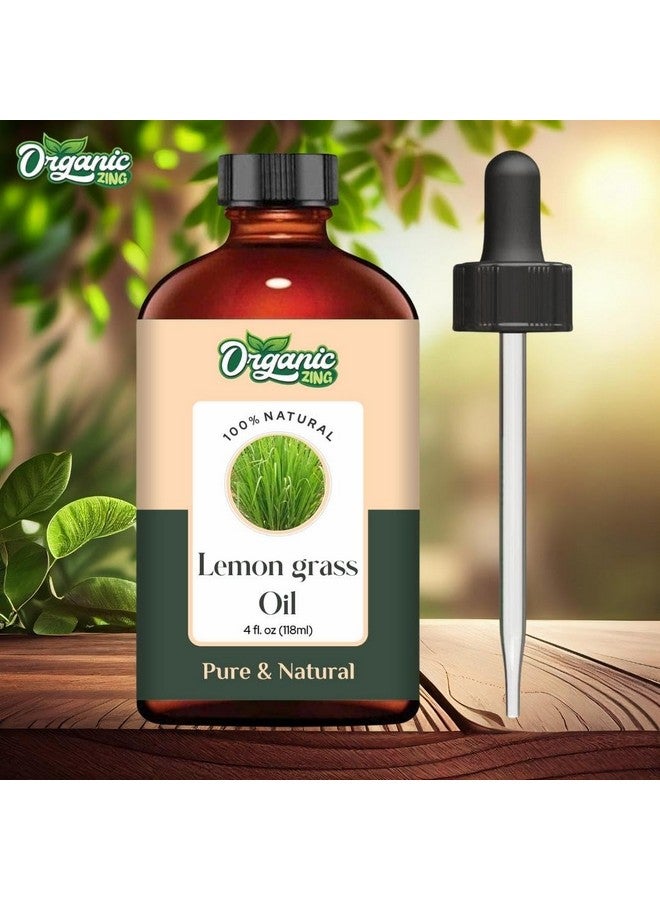 Organic Zing Lemongrass Oil Pure & Natural for Skin, Face, Hair Care, Aromatherapy & Massage - 118ml - Image 3