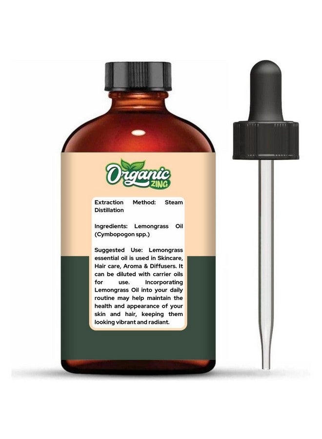 Organic Zing Lemongrass Oil Pure & Natural for Skin, Face, Hair Care, Aromatherapy & Massage - 118ml - Image 2