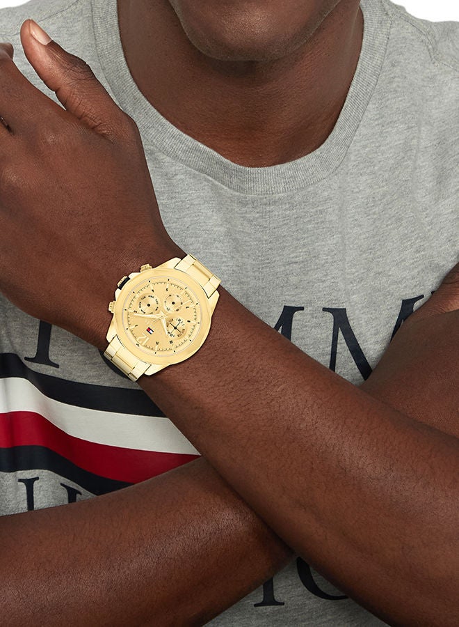 TOMMY HILFIGER ساعة يد رجالية أنالوج دائرية الشكل من الستانلس ستيل بقطر 46 ملم - Image 4