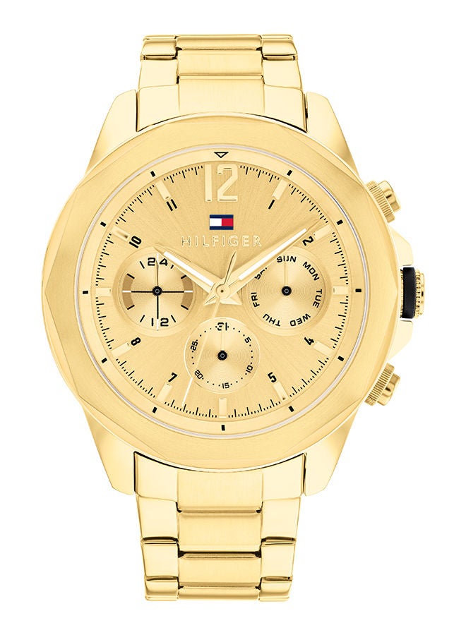 TOMMY HILFIGER ساعة يد رجالية أنالوج دائرية الشكل من الستانلس ستيل بقطر 46 ملم - Image 1