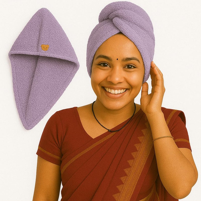 S Decor SD Decor Premium Microfiber Towels for Hair Wrap – Quick Dry Bath Towels for Women, Ultra Absorbent Head Towels Wrap for Ladies, Lightweight Hair Accessories for Woman (Pack of 1-Purple) - Image 1