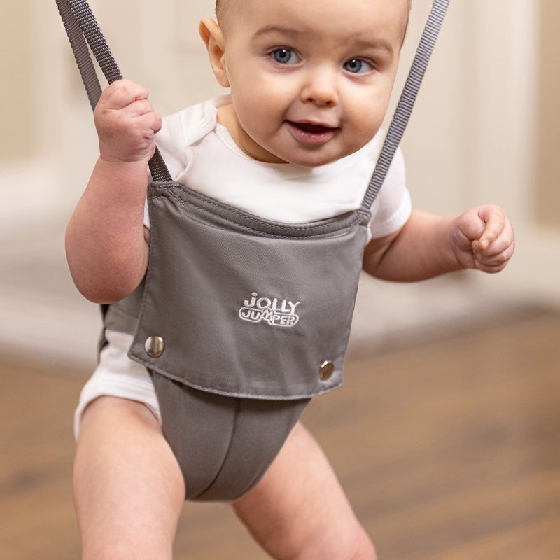 Jolly Jumper Elite (Grey) Baby Exerciser - Sturdy Frame, 6 ft Tall Stand Baby Jumper, Indoor and Outdoor Exercise Saddle Seat, Adjustable Height, for Infants up to 28 lbs - Image 5