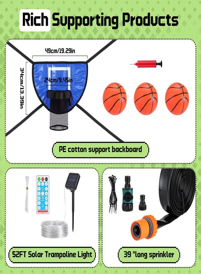 UMMNPR Trampoline Accessories Kit, Basketball Hoop with 3 Mini Basketballs, 52FT Solar Lights Fit 8 10 12 14 15 16FT Trampoline Outdoor 8 Lighting Modes, Trampoline Accessories Kit with Sprinkler & Shoe Bag - Image 3