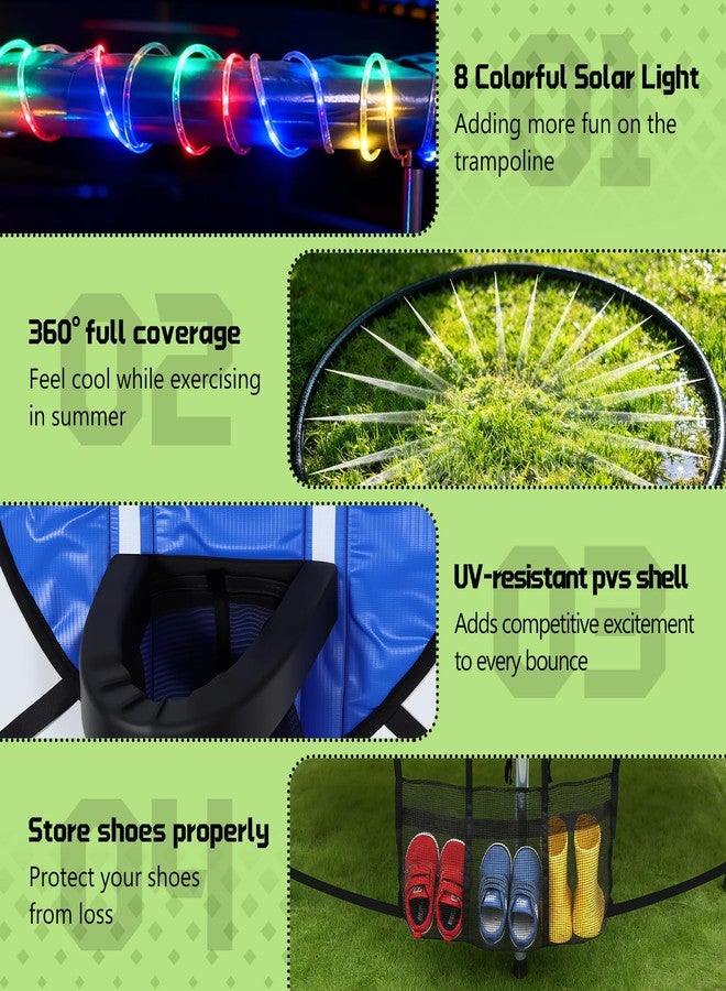 UMMNPR Trampoline Accessories Kit, Basketball Hoop with 3 Mini Basketballs, 52FT Solar Lights Fit 8 10 12 14 15 16FT Trampoline Outdoor 8 Lighting Modes, Trampoline Accessories Kit with Sprinkler & Shoe Bag - Image 4