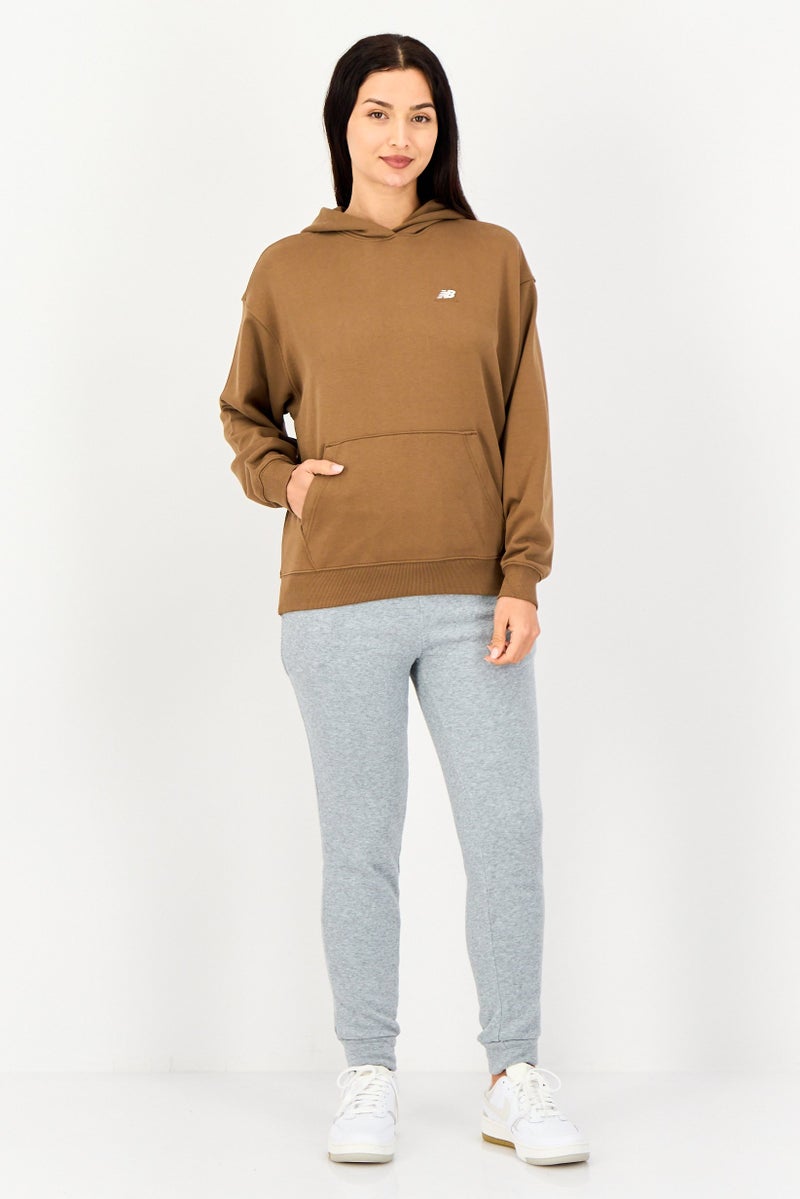 New Balance Women Oversized Fit Long Sleeve Training Hodie, Brown - Image 2