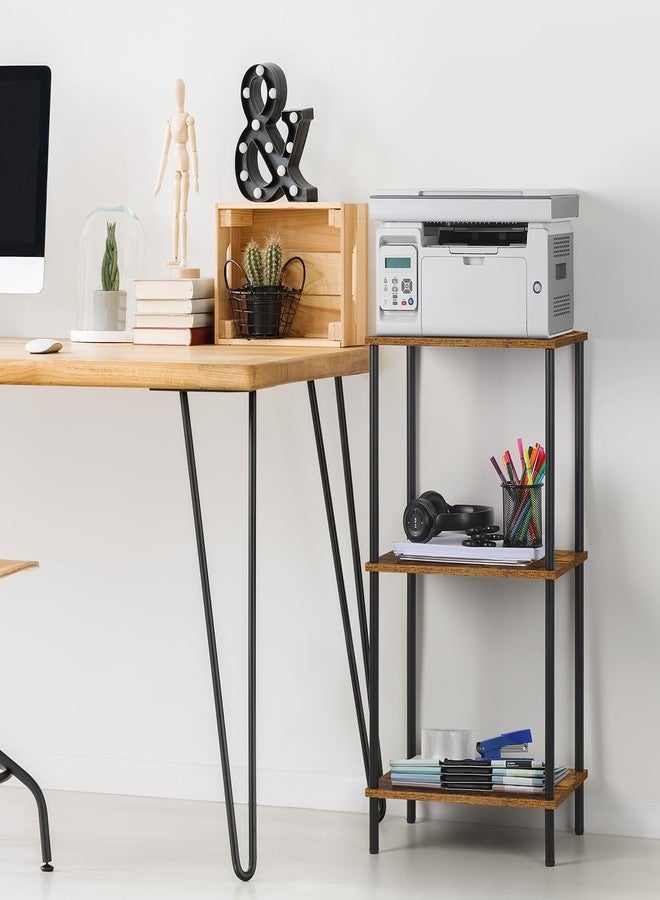 ETELI Tall 3-Tier Side Table - 31.6" Height Industrial Entryway Table with Metal Frame for Living Room, Bedroom, Bathroom, Kitchen, Brown&Black - Image 2