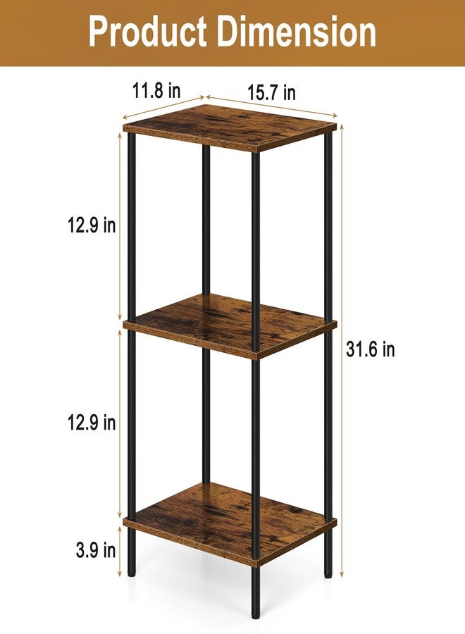 ETELI Tall 3-Tier Side Table - 31.6" Height Industrial Entryway Table with Metal Frame for Living Room, Bedroom, Bathroom, Kitchen, Brown&Black - Image 4
