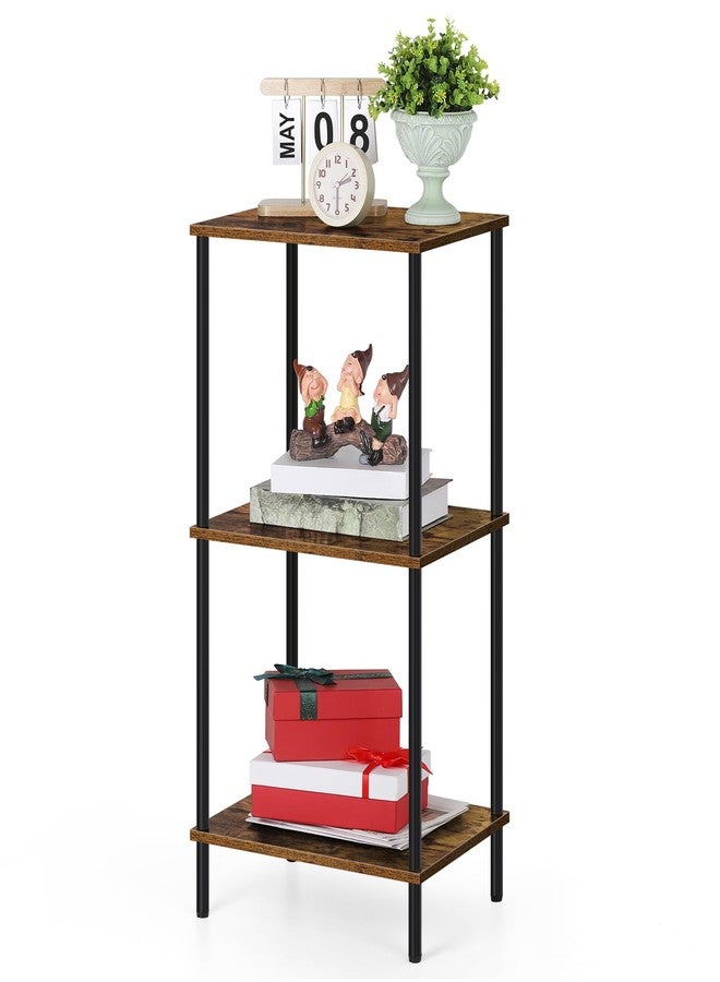 ETELI Tall 3-Tier Side Table - 31.6" Height Industrial Entryway Table with Metal Frame for Living Room, Bedroom, Bathroom, Kitchen, Brown&Black - Image 1
