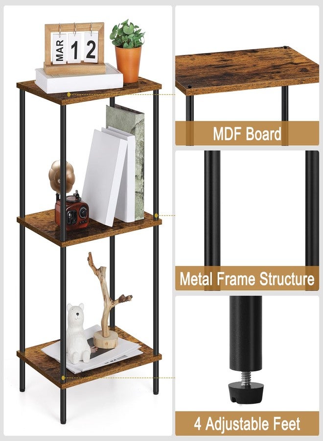 ETELI Tall 3-Tier Side Table - 31.6" Height Industrial Entryway Table with Metal Frame for Living Room, Bedroom, Bathroom, Kitchen, Brown&Black - Image 5