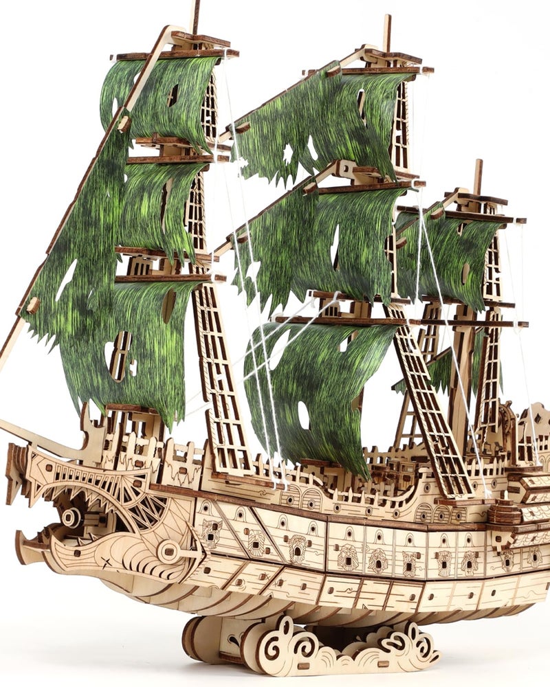 Jigtoy Challenging Flying Dutchman 3D Wooden Puzzles for Adults Pirate Ship Model Kit to Build - Ideal Christmas or Birthday Gift for Puzzle Enthusiasts - Image 1