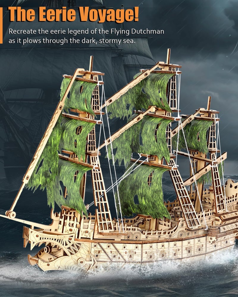 Jigtoy Challenging Flying Dutchman 3D Wooden Puzzles for Adults Pirate Ship Model Kit to Build - Ideal Christmas or Birthday Gift for Puzzle Enthusiasts - Image 5