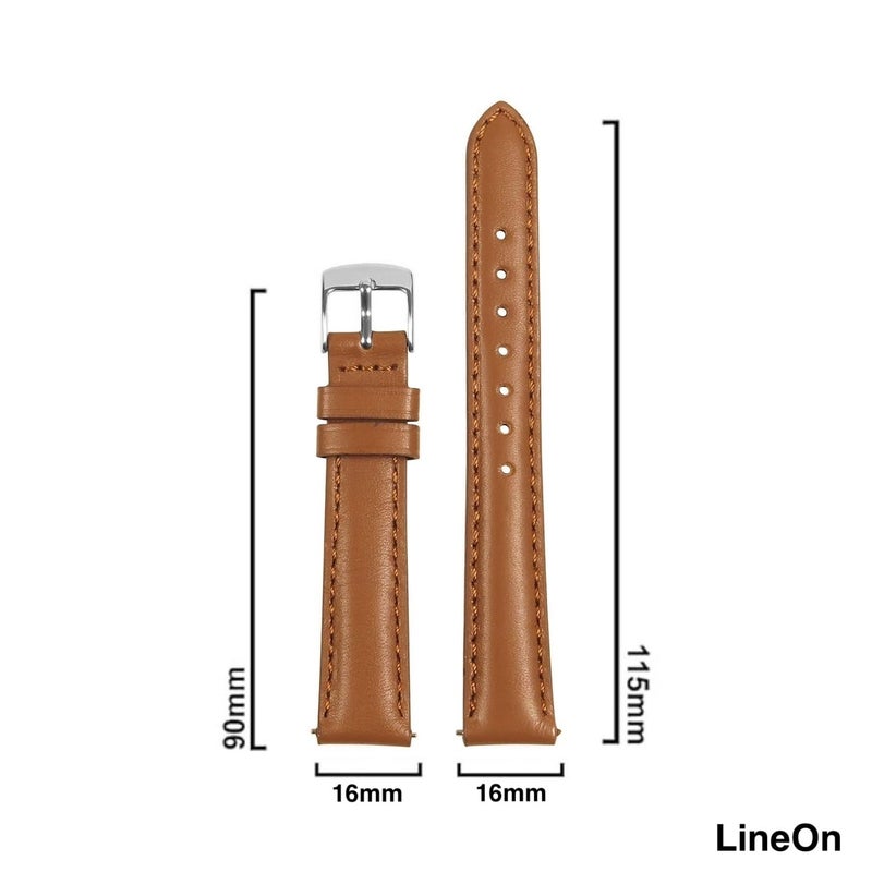 Lineon Colourful 16mm Full Padded Univarsal Vegan Leather Watch Strap For Branded Watches Compitable with (Titan, Timex, Casio, Sonata etc) Tool and Pins Include - Image 2