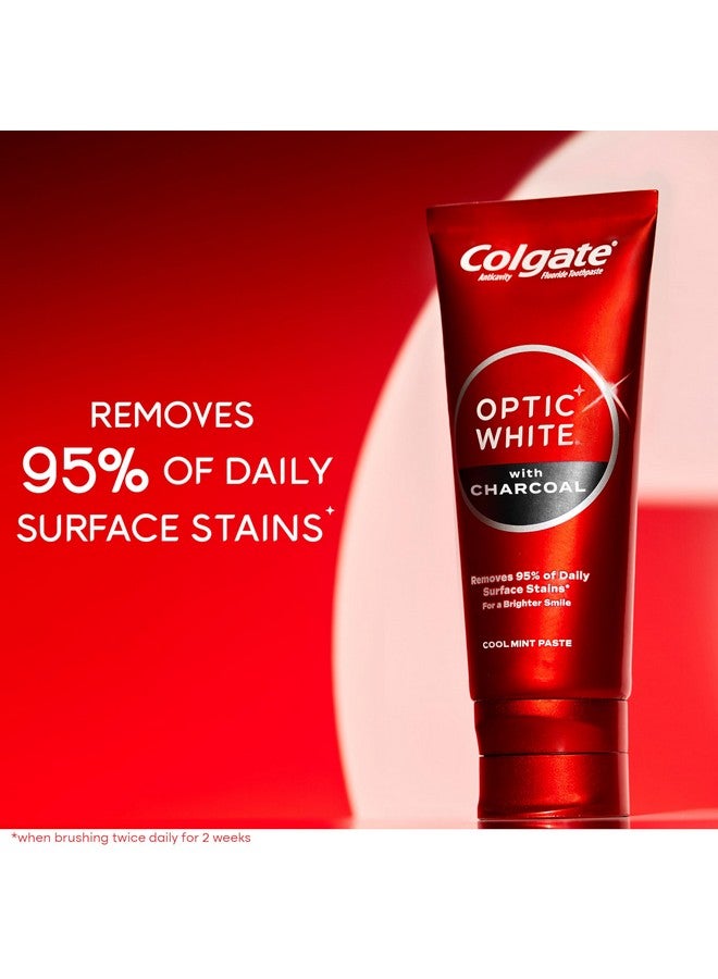 كولجيت معجون أسنان كولجيت أوبتيك وايت بالفحم لتبييض الأسنان، بنكهة النعناع المنعش، آمن على مينا الأسنان مع الفلورايد، عبوة من أنبوبين سعة 4.2 أونصة - Image 2