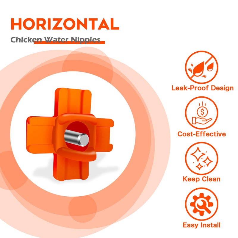 Eggluuz Chicken Waterer Nipple Horizontal Side Mount Automatic Nipples Drinker for Chickens 8 Pack - Image 4