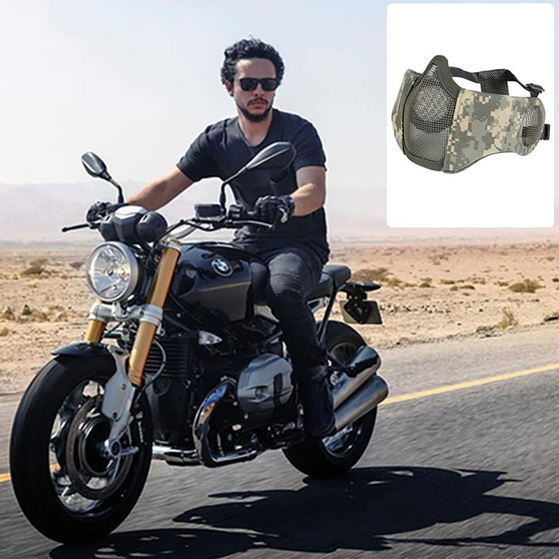 Aoutacc Foldable Airsoft Mesh Mask, Nylon Military Tactical Half Face Mesh Masks with Ear Cover Protection Adjustable CS Protective Lower Guardfor Mask CS Hunting Paintball Shooting - Image 5